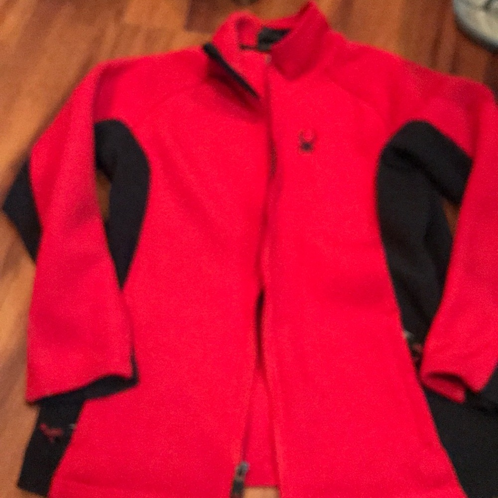 🕷 spyder jacket kids large red black